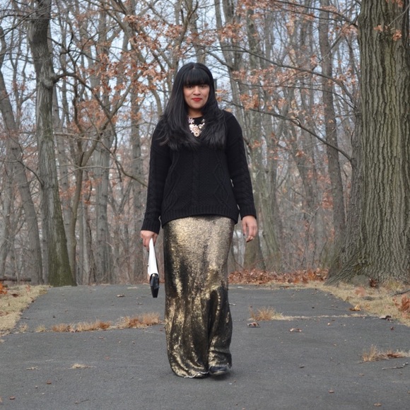 GRYPHON gold sequin mermaid maxi skirt - Picture 5 of 9